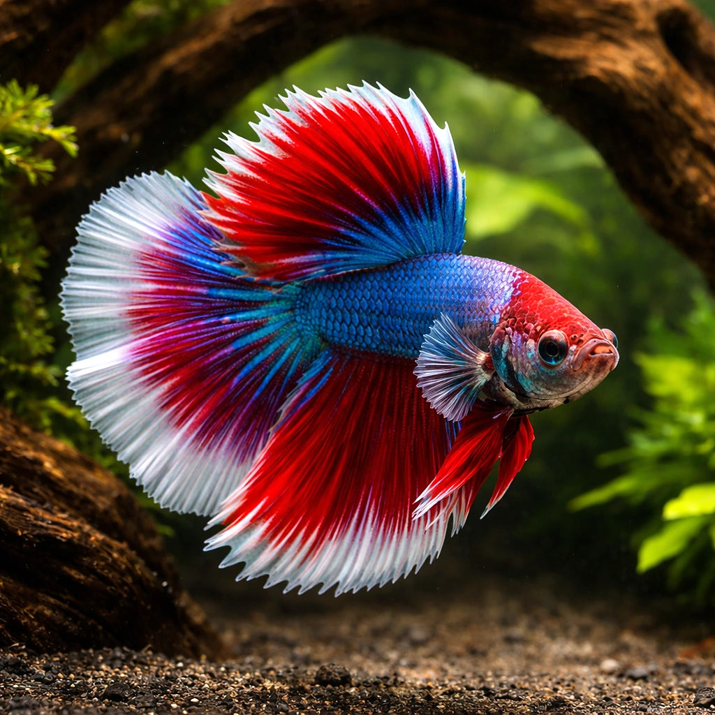 Betta paradise mixed colors 1,9 l — tropical fish for sale UK — AI hero driftwood view