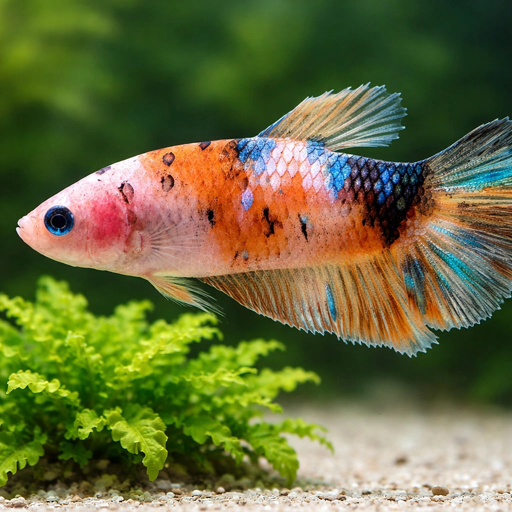 Betta spl. female Giant Nemo XL — tropical fish for sale UK — AI scale plant view