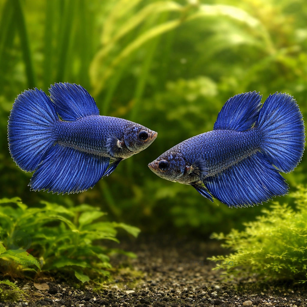 Betta spl. female Halfmoon Blue XL — tropical fish for sale UK — AI pair planted view