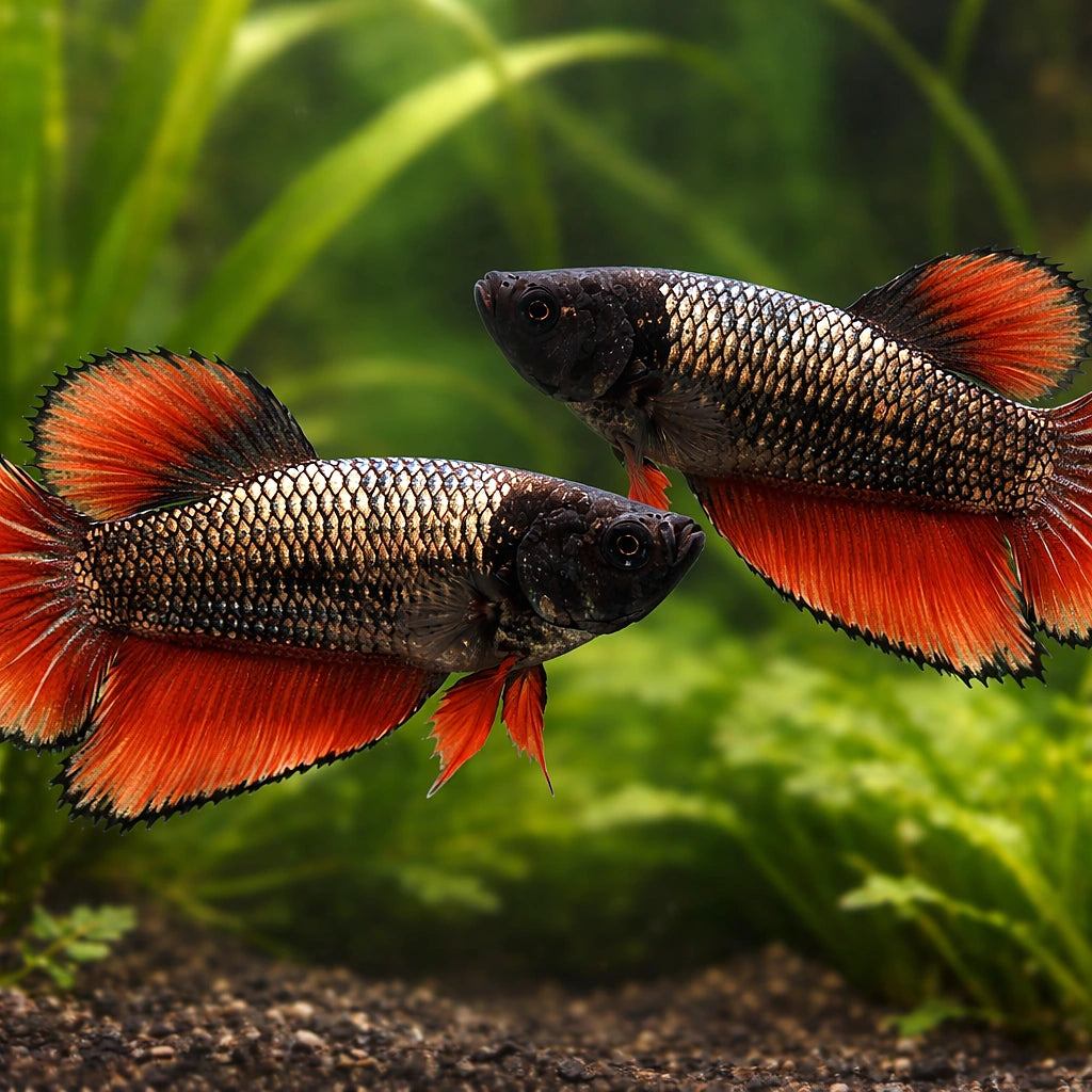 Betta spl. female Halfmoon dragon XL — tropical fish for sale UK — AI pair planted view