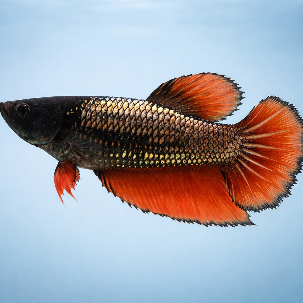 Betta spl. female Halfmoon dragon XL — tropical fish for sale UK — AI side clean view