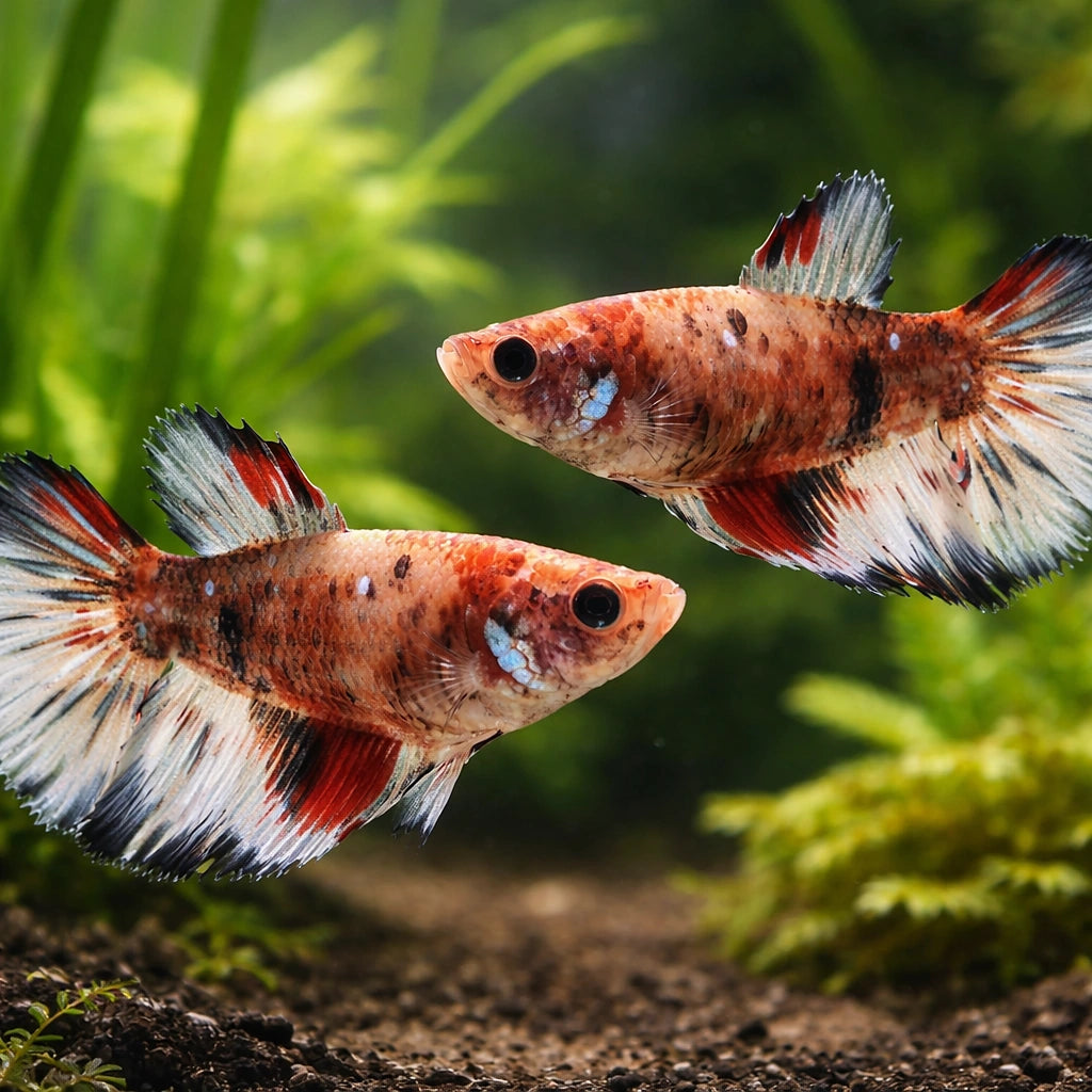 Betta spl. female Halfmoon Koi XL — tropical fish for sale UK — AI pair planted view