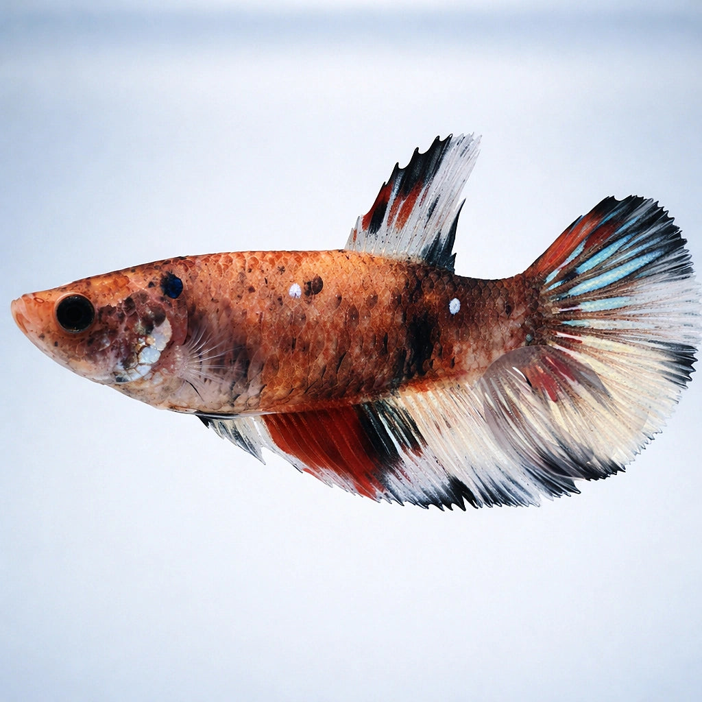 Betta spl. female Halfmoon Koi XL — tropical fish for sale UK — AI side clean view