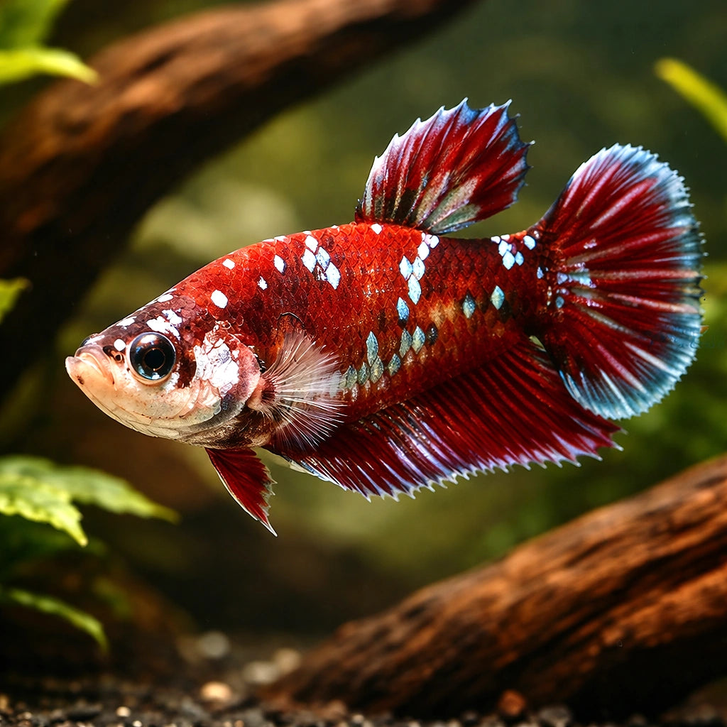 Betta spl. female plakat galaxy L — tropical fish for sale UK — AI hero driftwood view