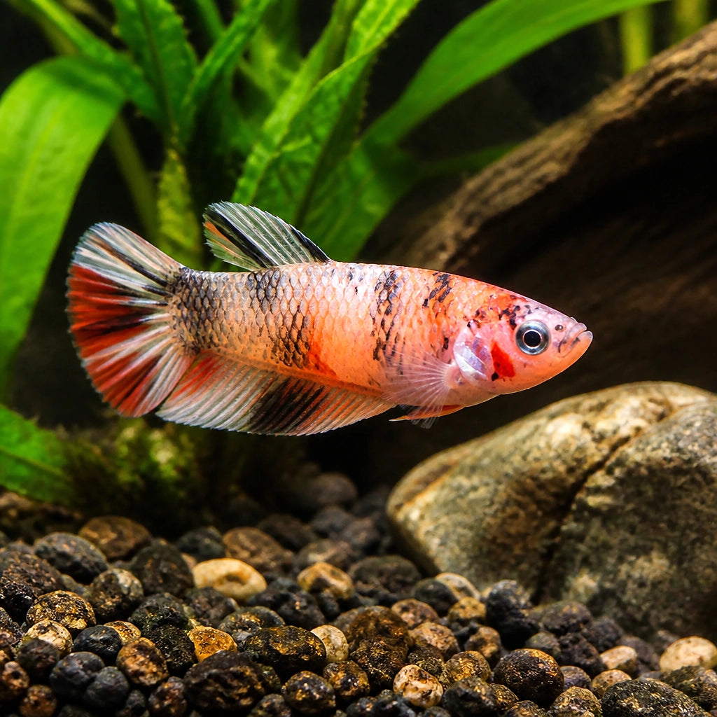 Betta spl. female plakat koi L — tropical fish for sale UK — AI natural aquarium view