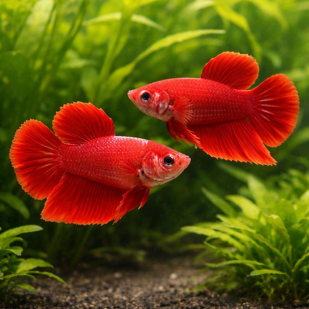 Betta spl. female SuperDelta red XL — tropical fish for sale UK — AI pair planted view