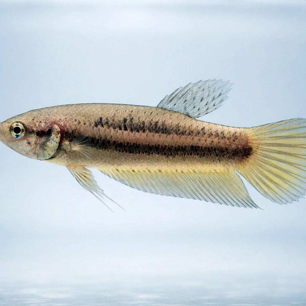 Betta spl. female Wild Imbellis yellow tail L — tropical fish for sale UK — AI side clean view
