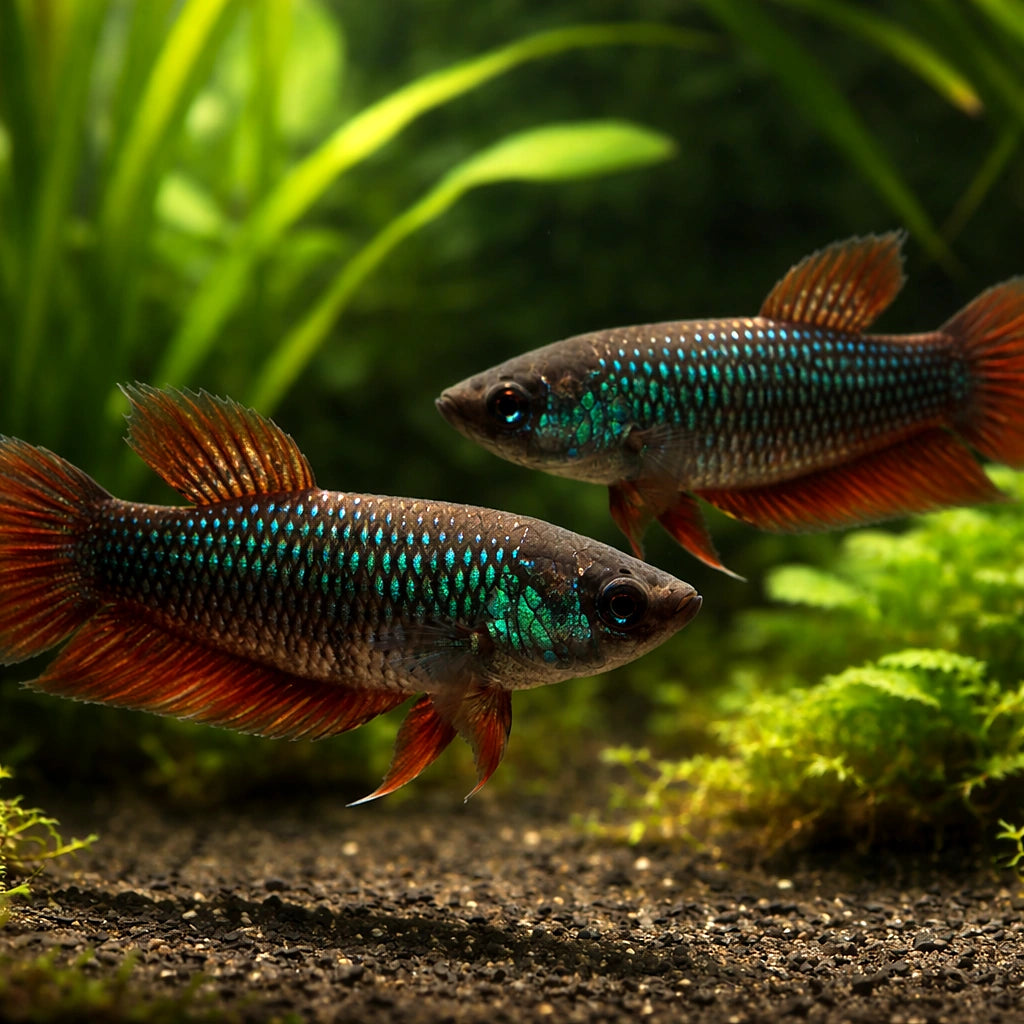 Betta spl. female Wild Smaragdina Guitar L — tropical fish for sale UK — AI pair planted view
