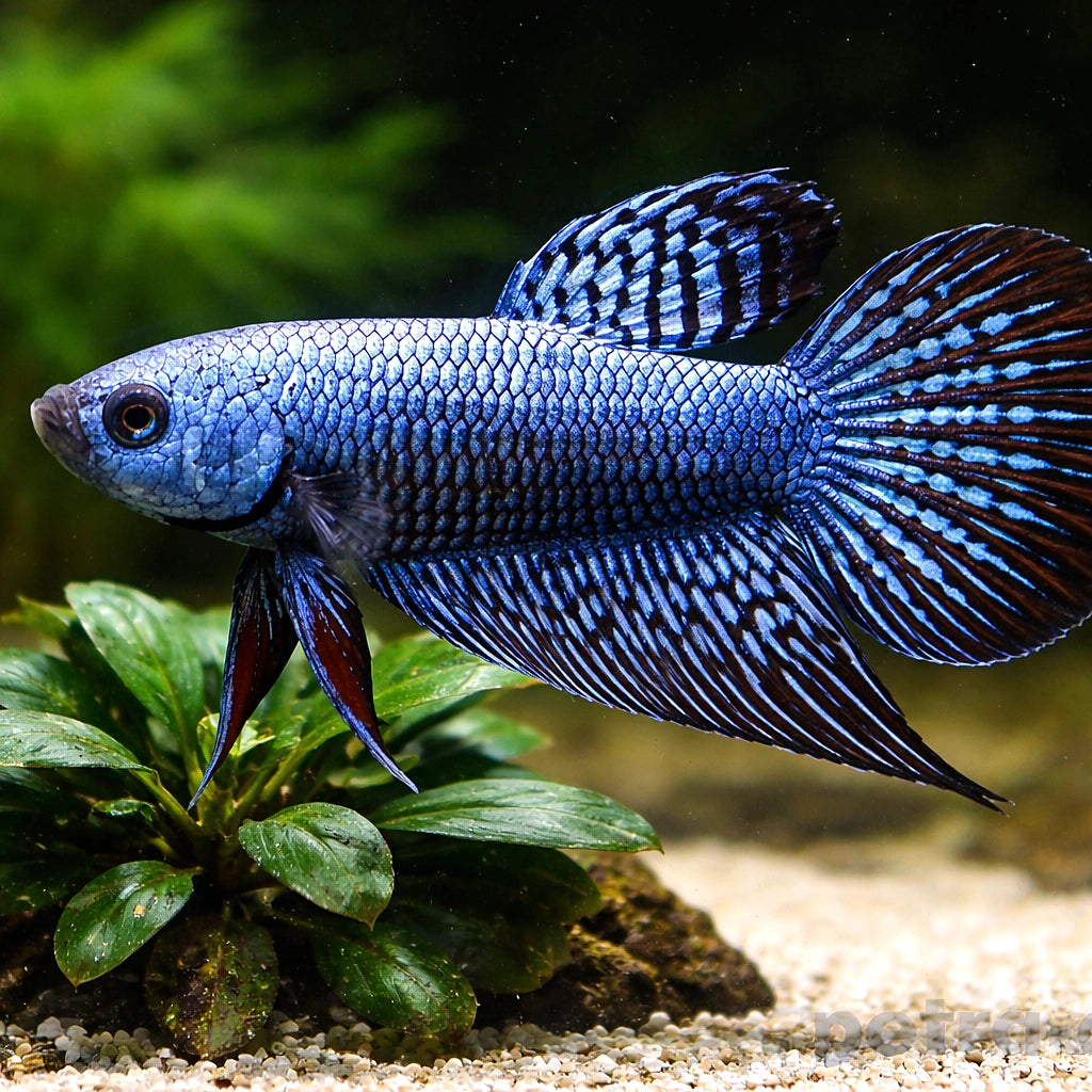 Betta spl. male Alien blue L — tropical fish for sale UK — AI scale plant view