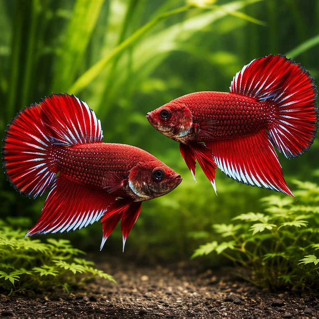 Betta spl. male Benjarong red L — tropical fish for sale UK — AI pair planted view