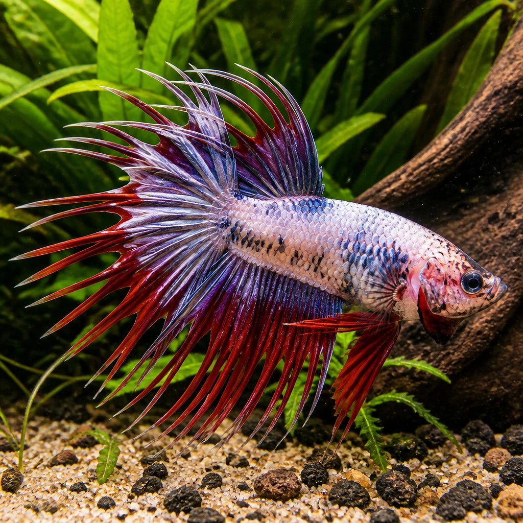 Betta spl. male crowntail fancy color mix - Betta Fish for Sale UK — tropical fish for sale UK — AI natural aquarium view