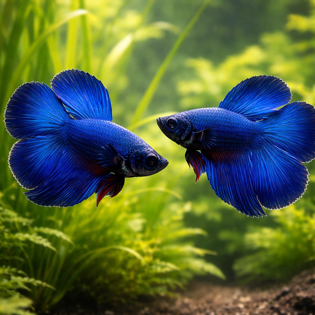 Betta spl. male double tail blue XL — tropical fish for sale UK — AI pair planted view