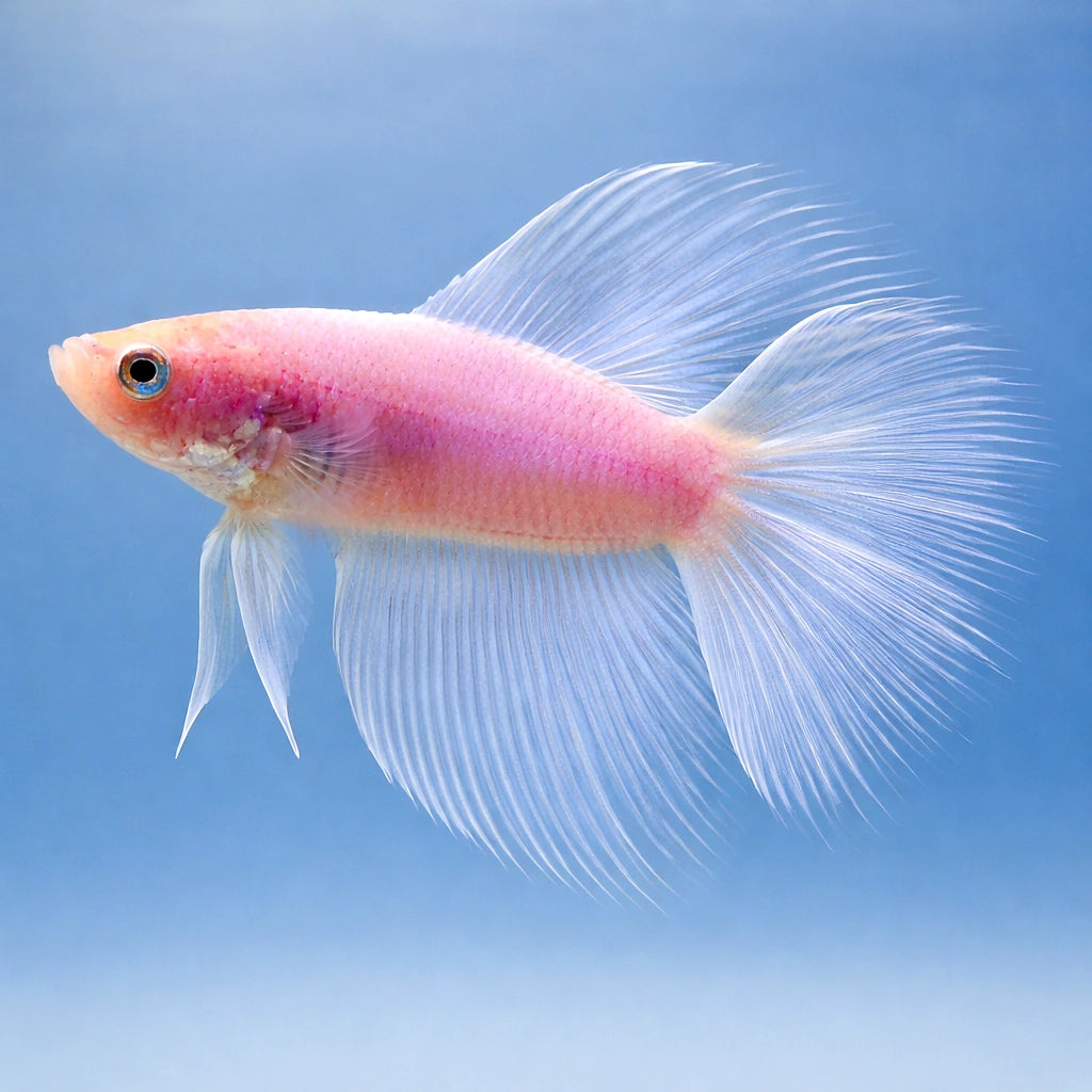 Betta spl. male double tail white XL — tropical fish for sale UK — AI side clean view