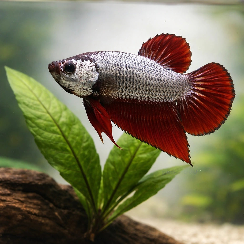 Betta spl. male dragon plakat XL — tropical fish for sale UK — AI scale plant view