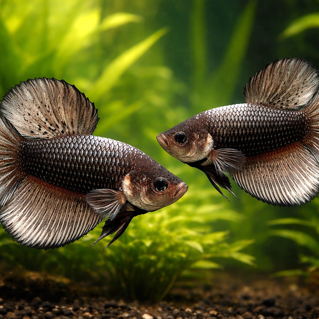 Betta spl. male giant dragon copper XL — tropical fish for sale UK — AI pair planted view