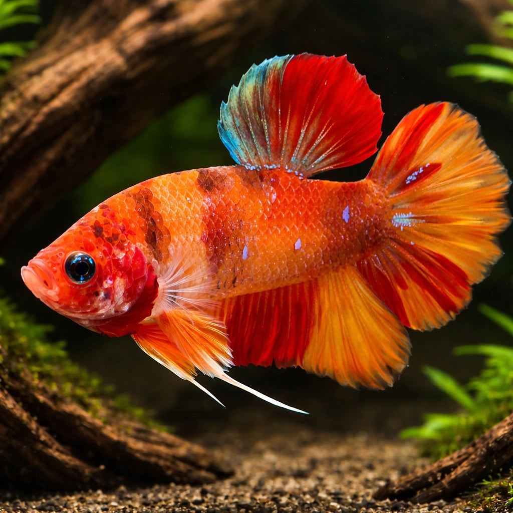 Betta spl. male Giant Nemo 4 - — tropical fish for sale UK — AI hero driftwood view