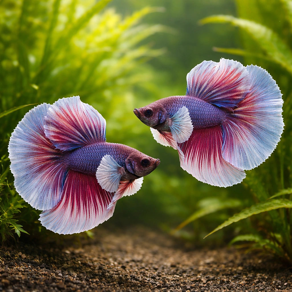 Betta spl. male halfmoon big ears XL — tropical fish for sale UK — AI pair planted view