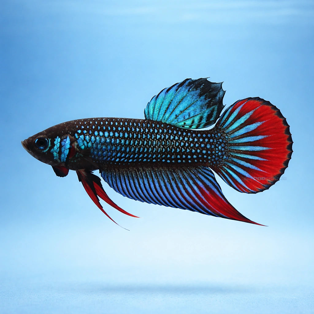 Betta spl. male Imbellis red tail L — tropical fish for sale UK — AI side clean view