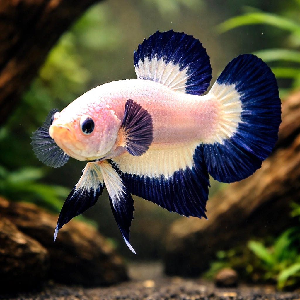 Betta spl. male plakat Blue rim XL — tropical fish for sale UK — AI hero driftwood view
