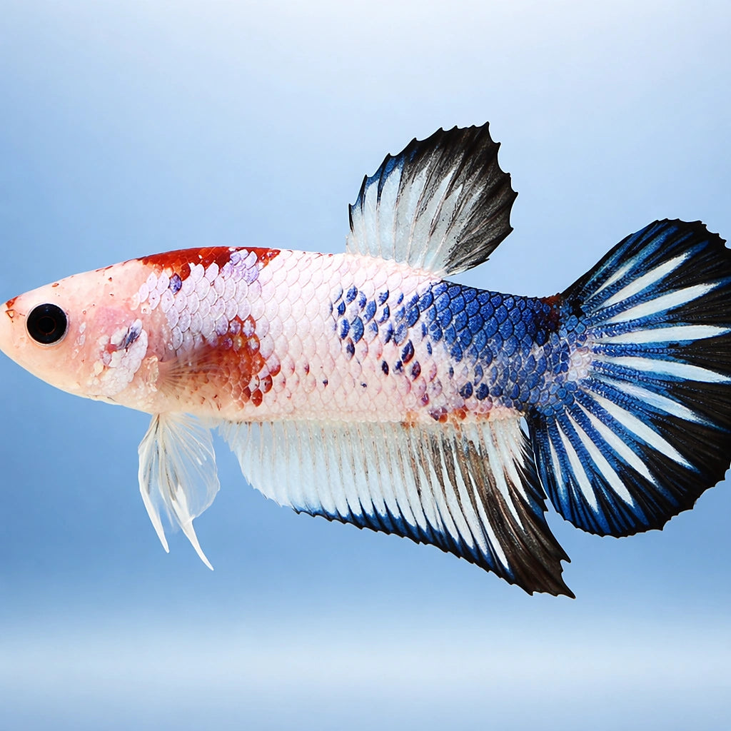 Betta spl. male plakat fancy color mix L — tropical fish for sale UK — AI side clean view