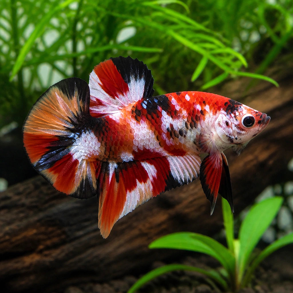 Koi Nemo Male Betta — Betta Fighter fish for sale UK — AI natural aquarium view