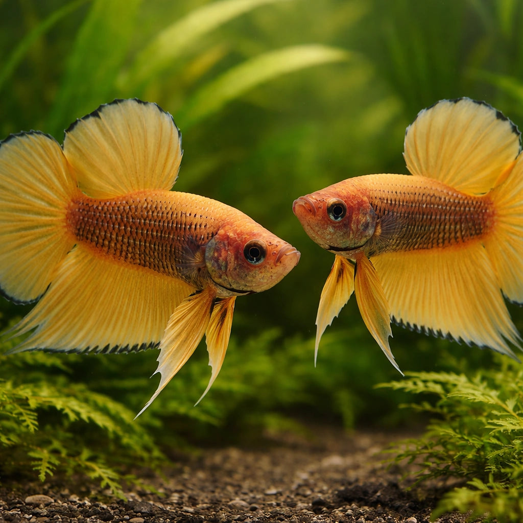 Betta spl. male Wild Benjarong yellow L — tropical fish for sale UK — AI pair planted view