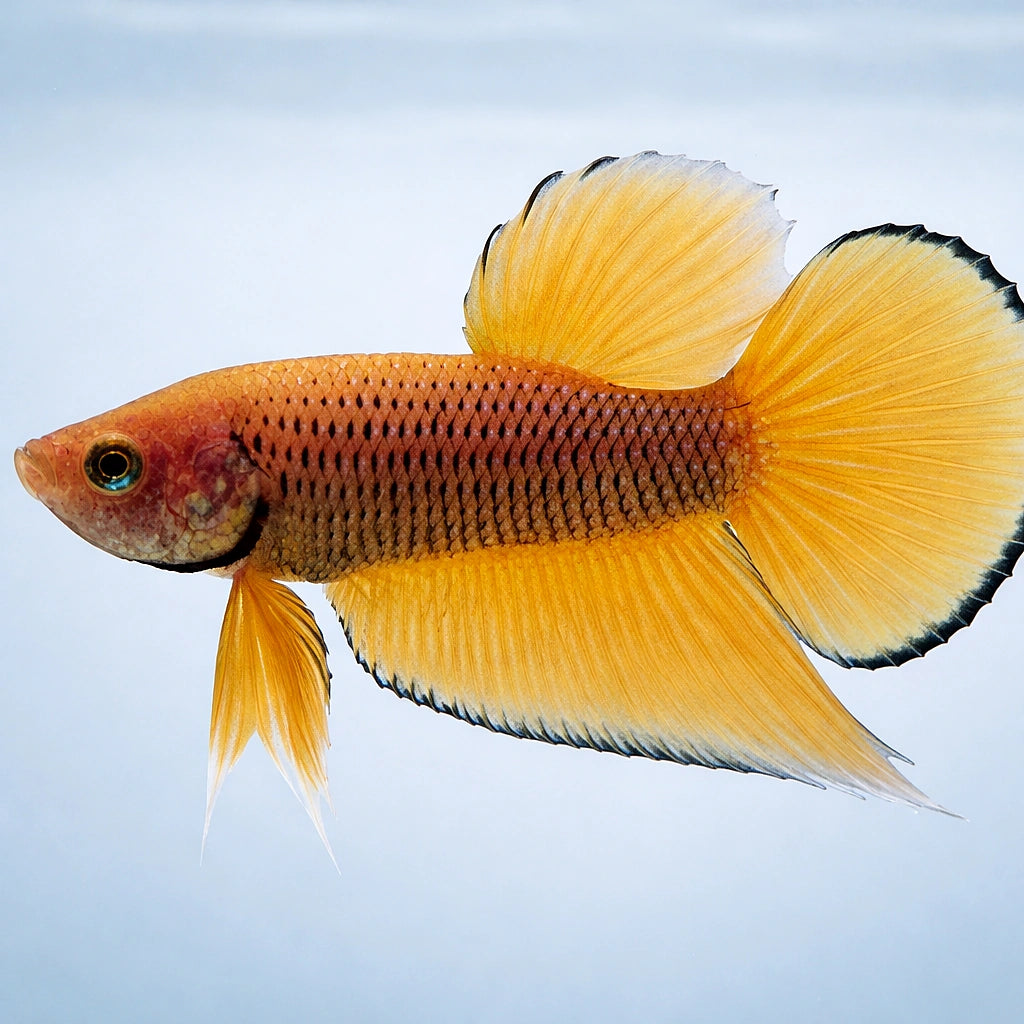 Betta spl. male Wild Benjarong yellow L — tropical fish for sale UK — AI side clean view