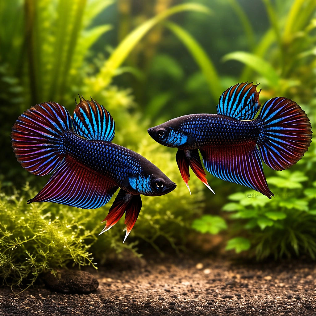 Betta spl. male Wild Buriram blue L — tropical fish for sale UK — AI pair planted view