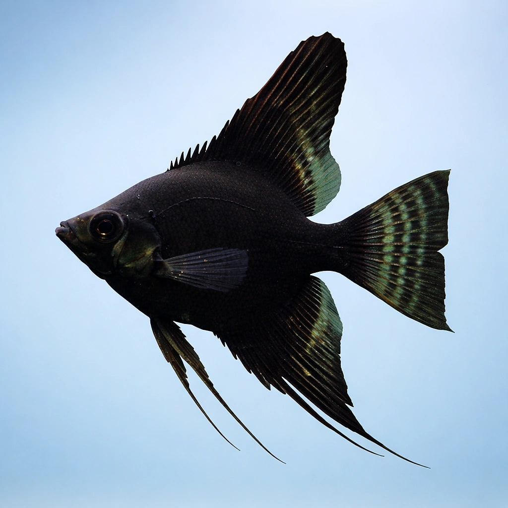 Black Angelfish - Pterophyllum scalare — AI side clean view