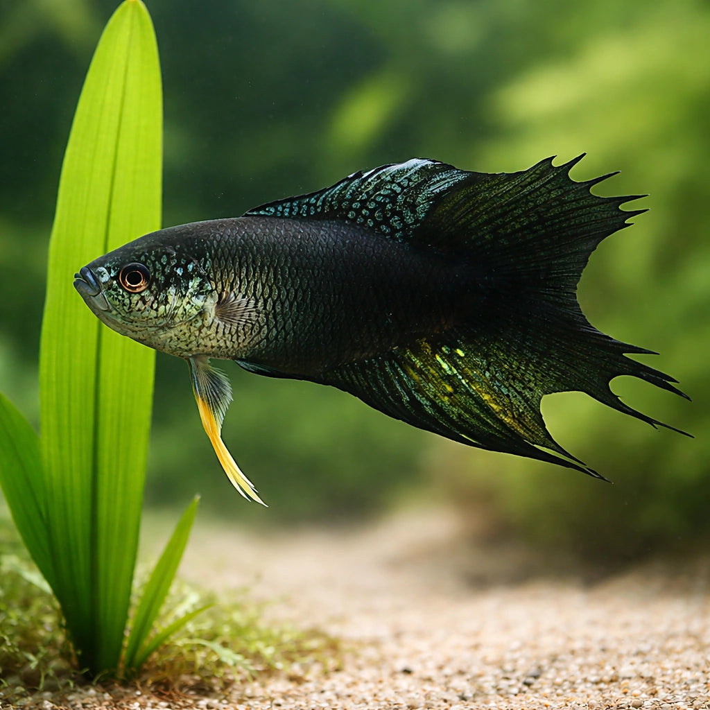 Black Paradise Fish — tropical fish for sale UK — AI scale plant view