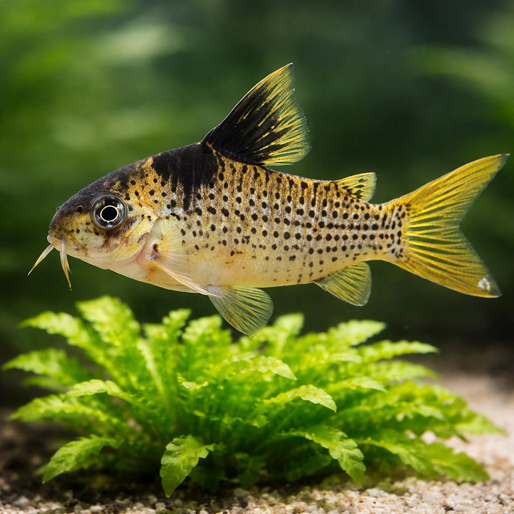 Black Sail Cory, Black-Spot — tropical fish for sale UK — AI scale plant view