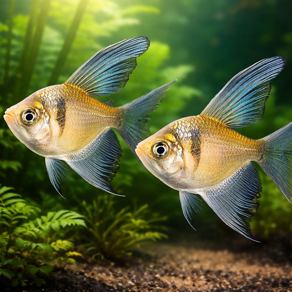 Black Widow long fin — tropical fish for sale UK — AI pair planted view