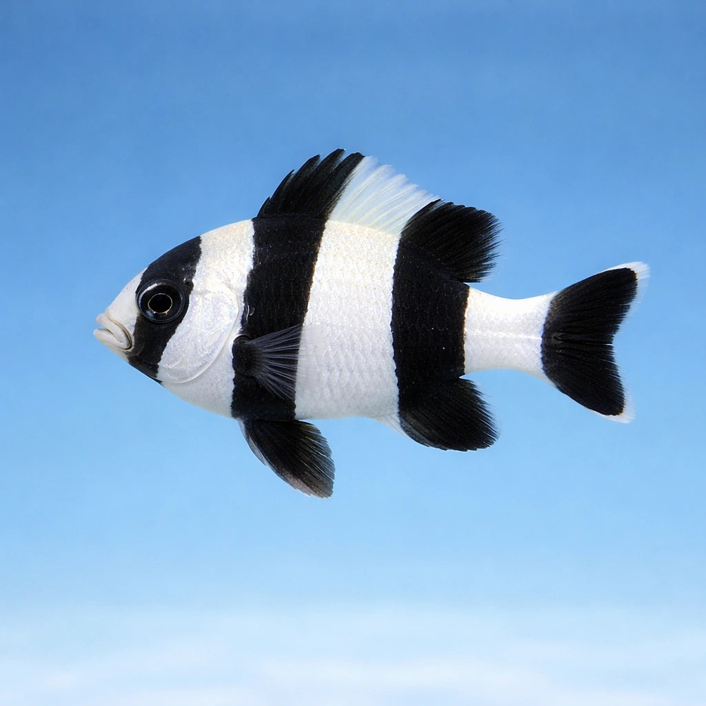 Blacktail Humbug Damselfish M — tropical fish for sale UK — AI side clean view