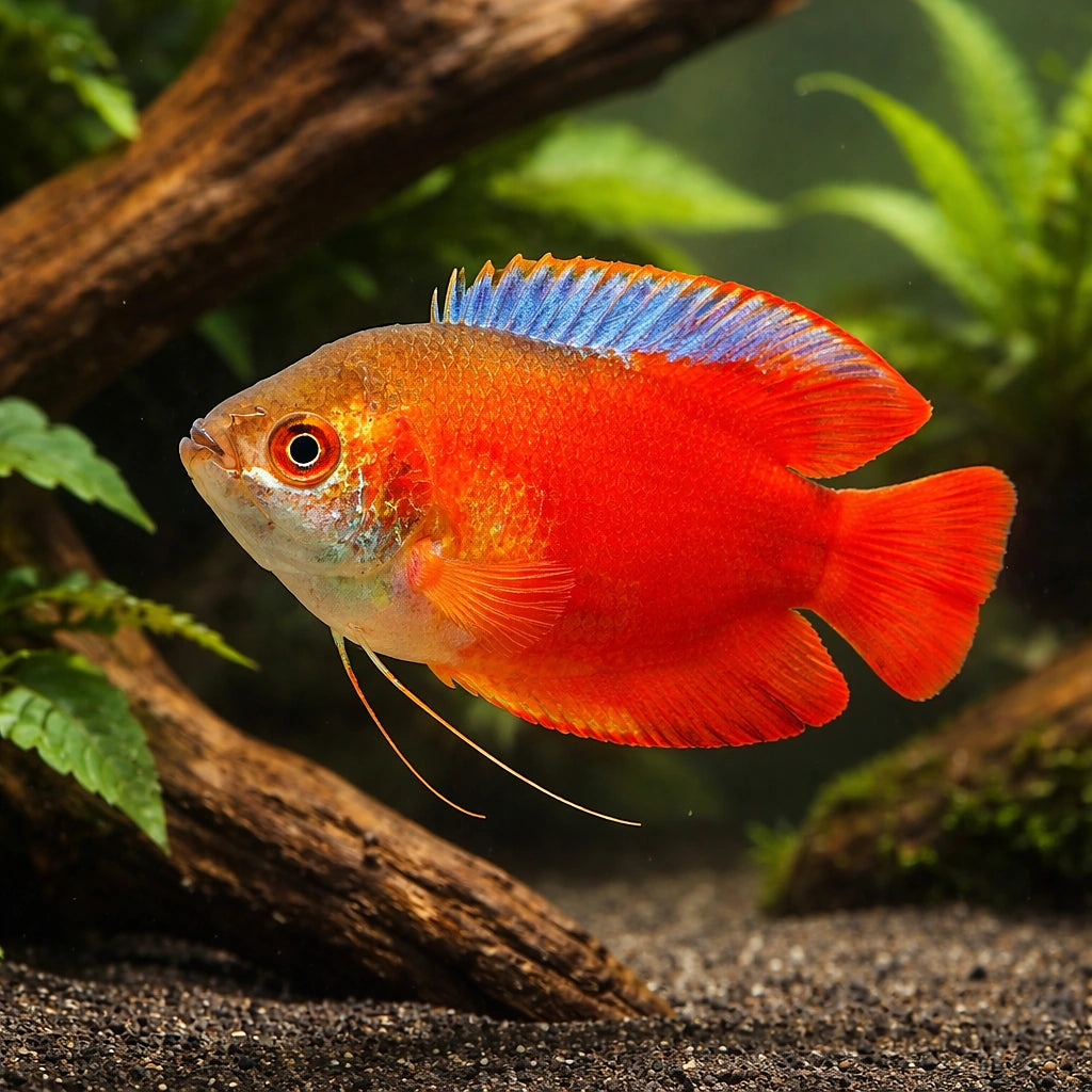 Blood Red — Labyrinth Fish &amp; Gouramis for sale UK — AI hero driftwood view
