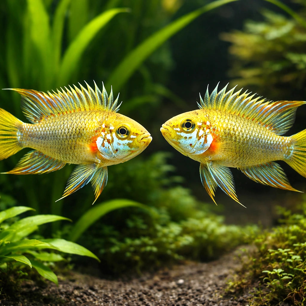 Blue Cheek Dwarf Cichlid — tropical fish for sale UK — AI pair planted view