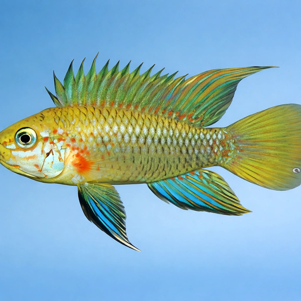 Blue Cheek Dwarf Cichlid — tropical fish for sale UK — AI side clean view