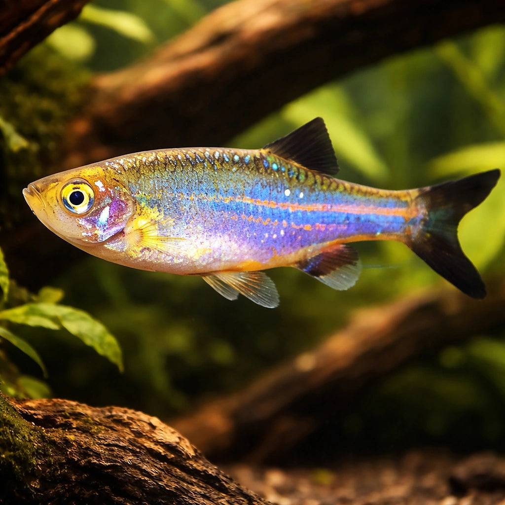 Blue Danio, Kerr`s Danio — tropical fish for sale UK — AI hero driftwood view
