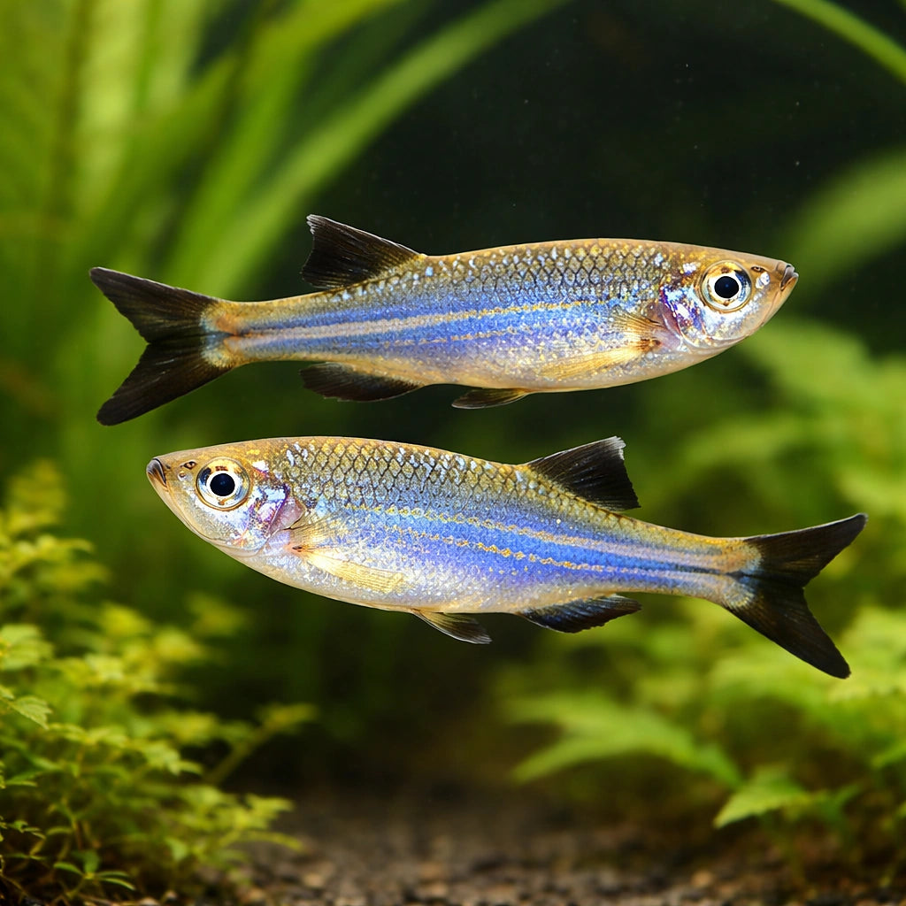 Blue Danio, Kerr`s Danio — tropical fish for sale UK — AI pair planted view