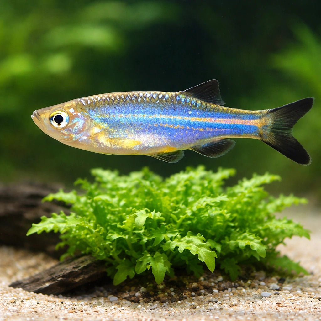 Blue Danio, Kerr`s Danio — tropical fish for sale UK — AI scale plant view
