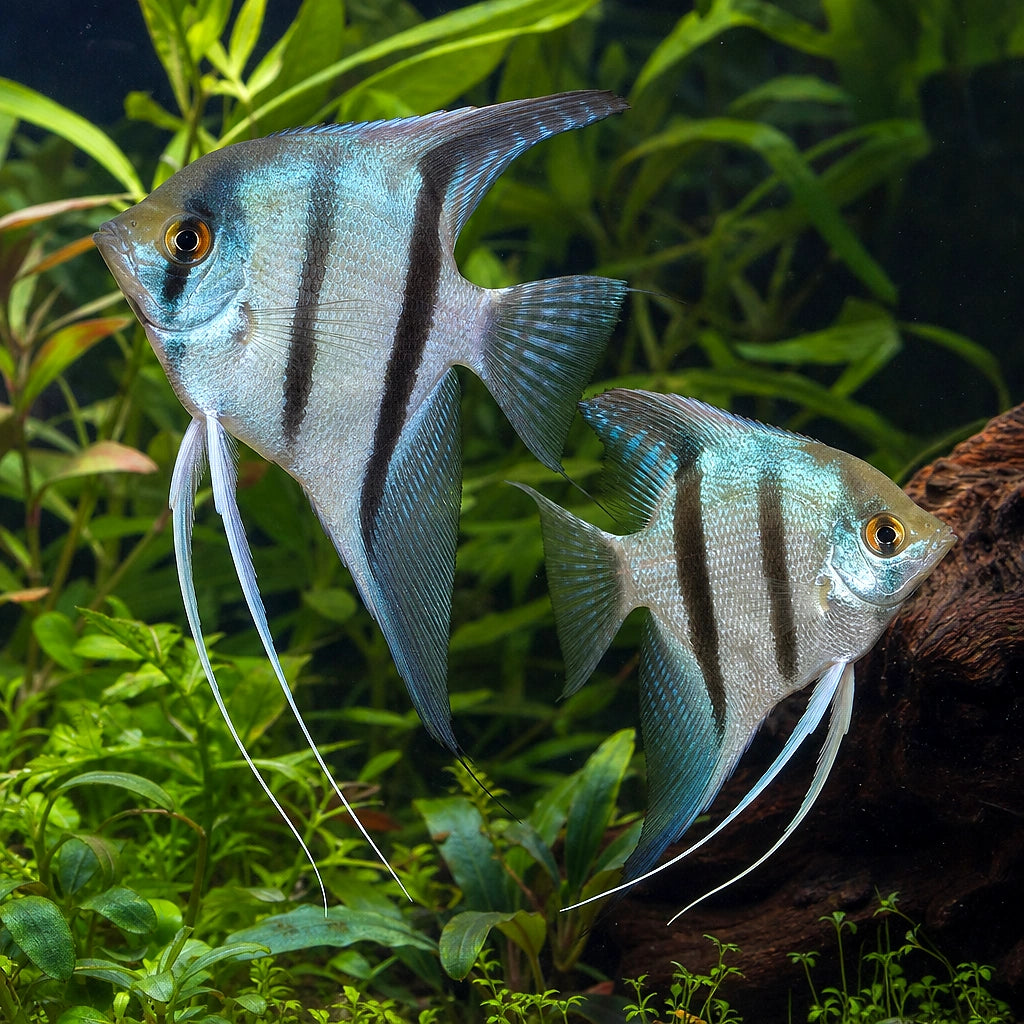Blue Diamond Angelfish Male & Female (Pterophyllum scalare) - UK — AI natural aquarium view