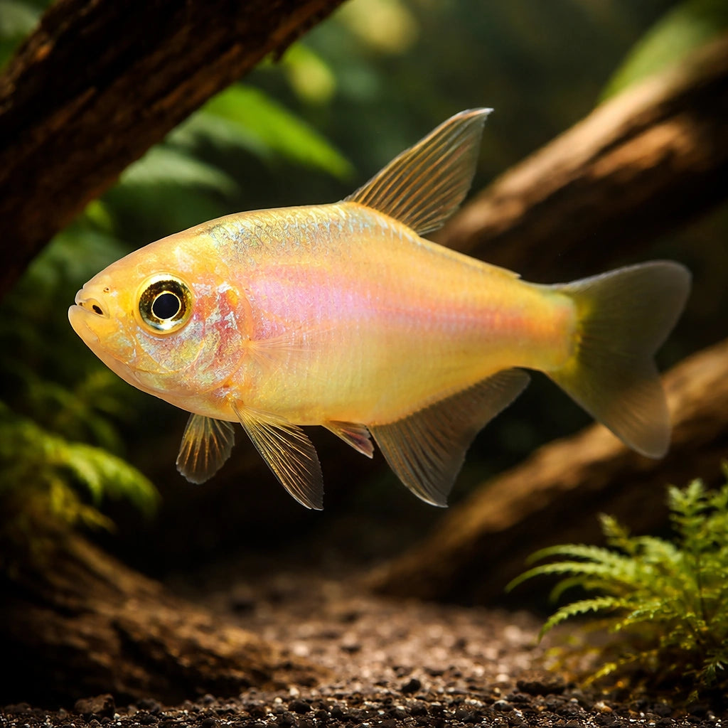 Blue Emperor - Gold — tropical fish for sale UK — AI hero driftwood view