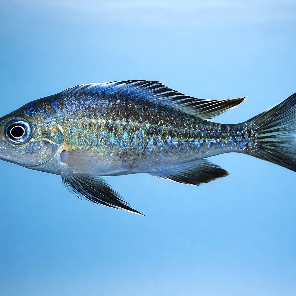 Blue Gold-Tip Cichlid — tropical fish for sale UK — AI side clean view