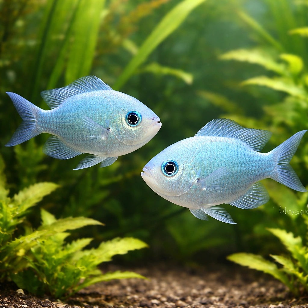 Blue Green Damsel 2. — tropical fish for sale UK — AI pair planted view