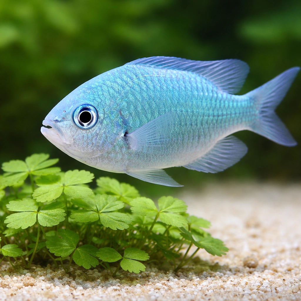 Blue Green Damsel 2. — tropical fish for sale UK — AI scale plant view