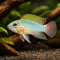 Blue Head Dwarf Cichlid — tropical fish for sale UK — AI hero driftwood view