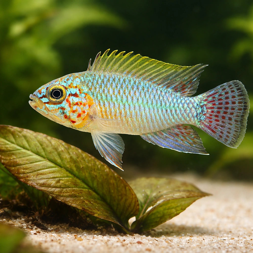 Blue Head Dwarf Cichlid — tropical fish for sale UK — AI scale plant view
