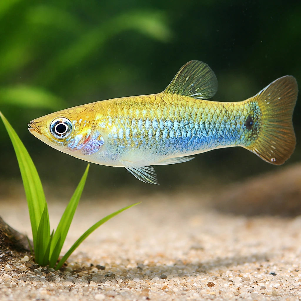 Blue Limia — tropical fish for sale UK — AI scale plant view