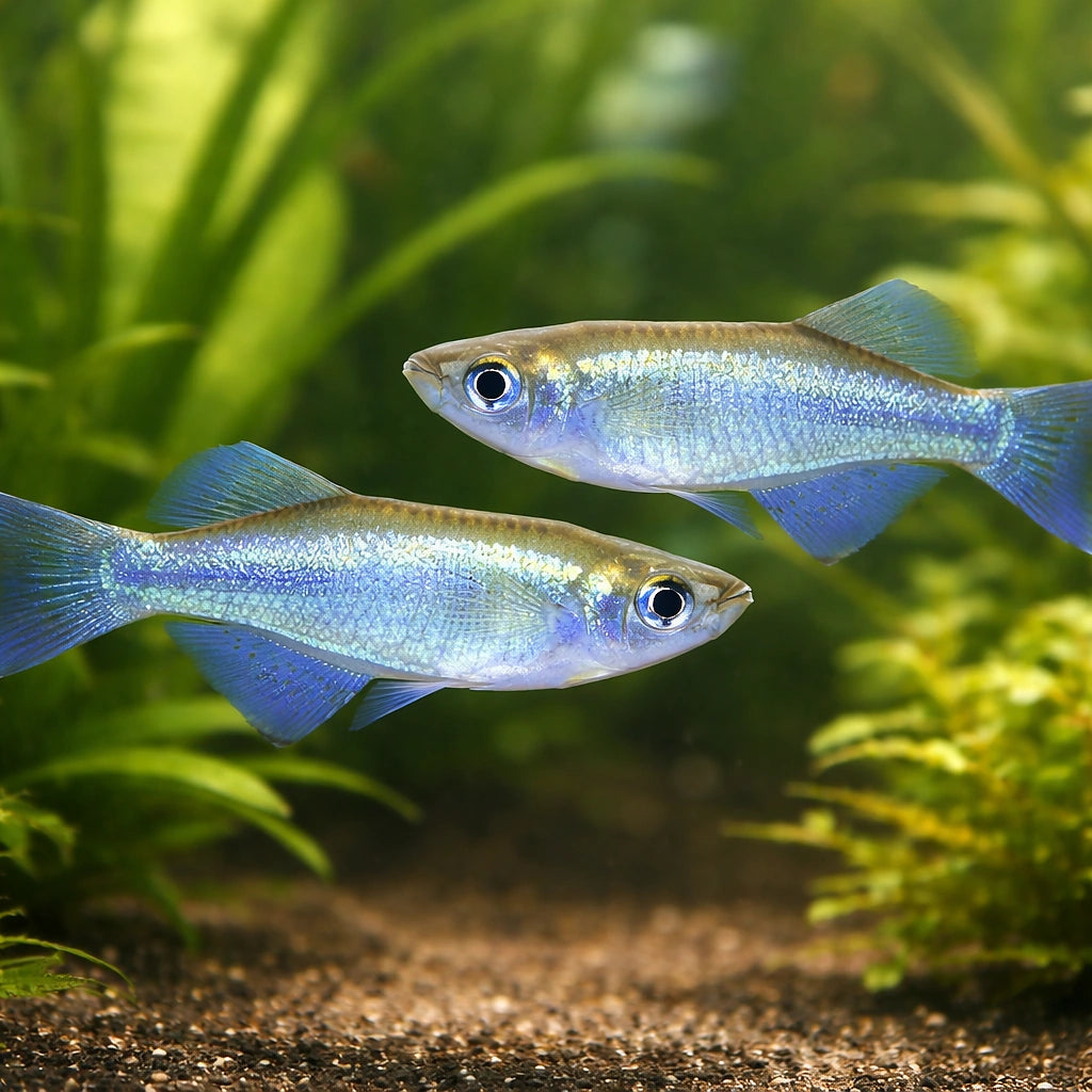 Bluegreen Lampeye, Green La — tropical fish for sale UK — AI pair planted view