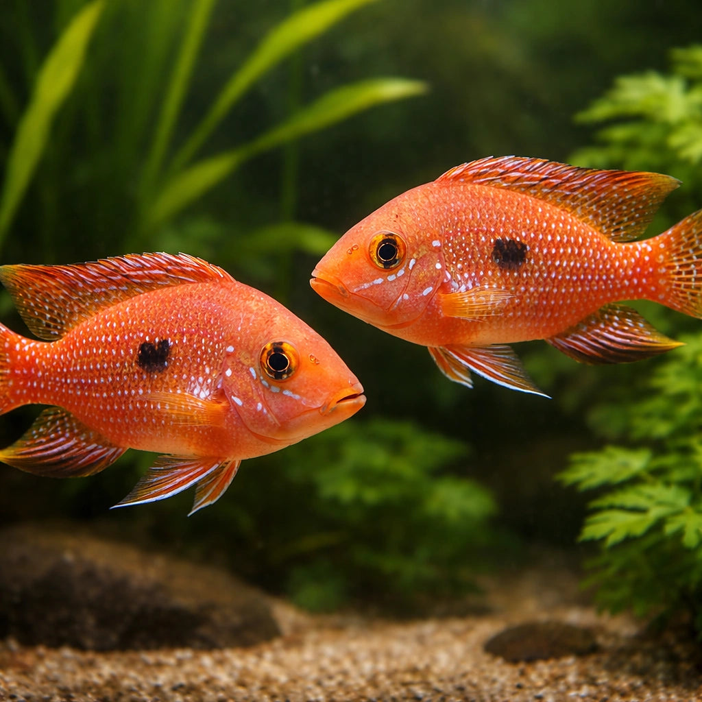 Brasilian High-Hat red — tropical fish for sale UK — AI pair planted view