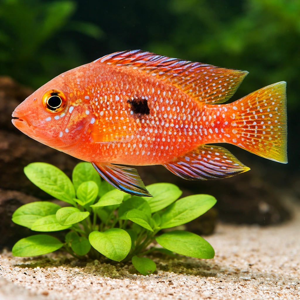 Brasilian High-Hat red — tropical fish for sale UK — AI scale plant view